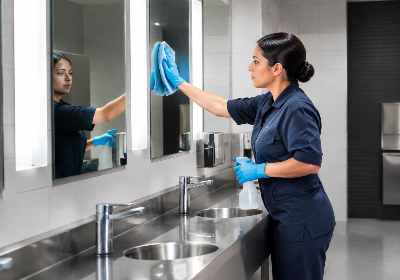 Professional cleaning in a commercial space