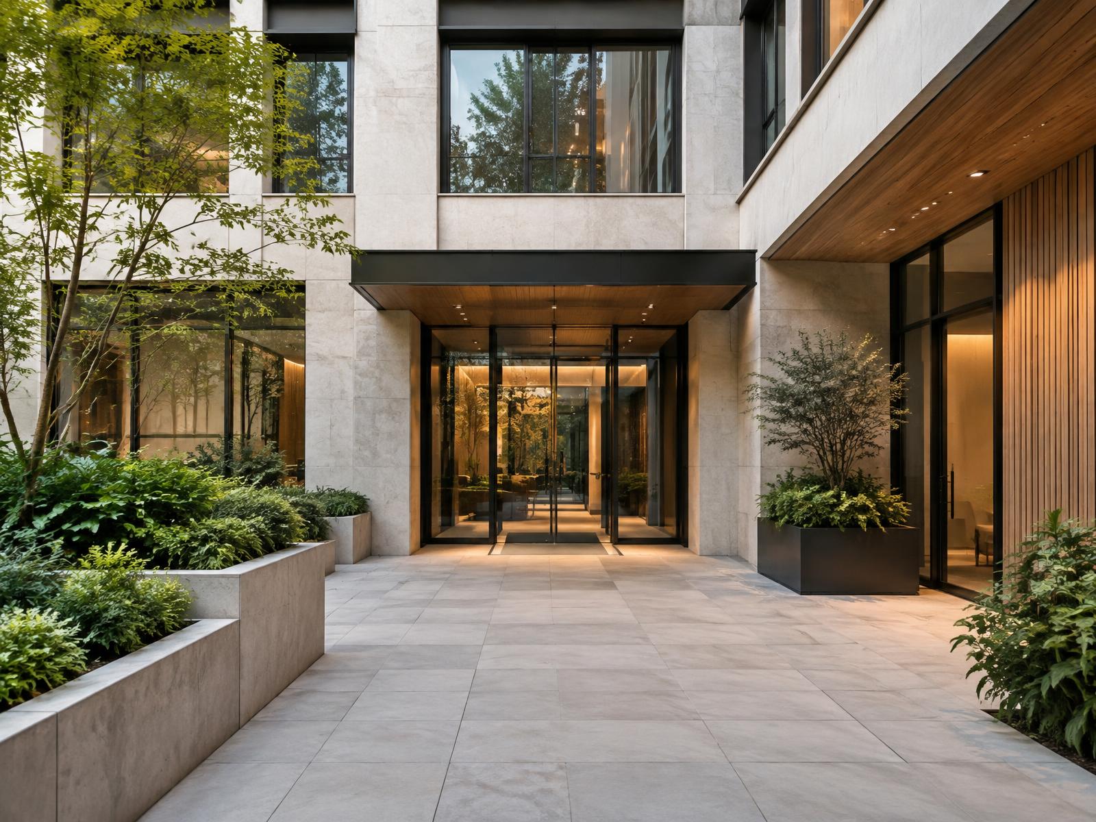 Clean apartment building entrance