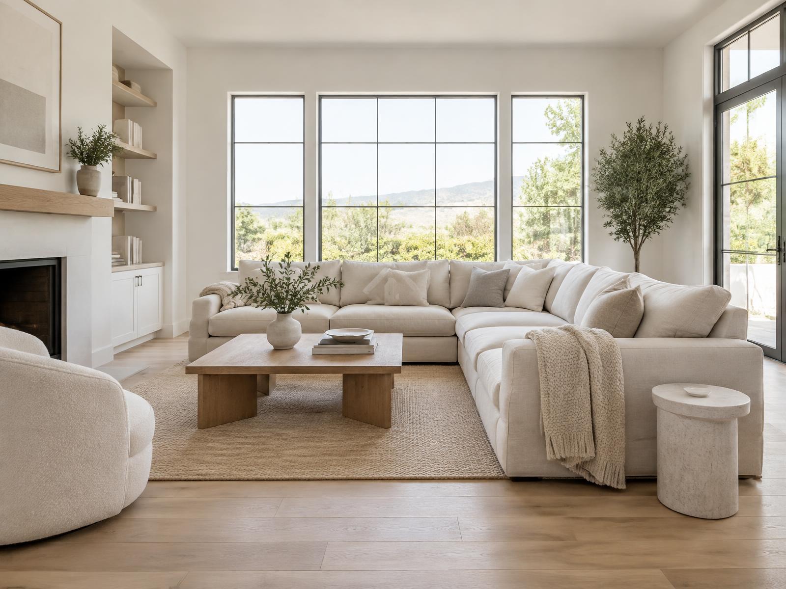 Bright, tidy modern living room