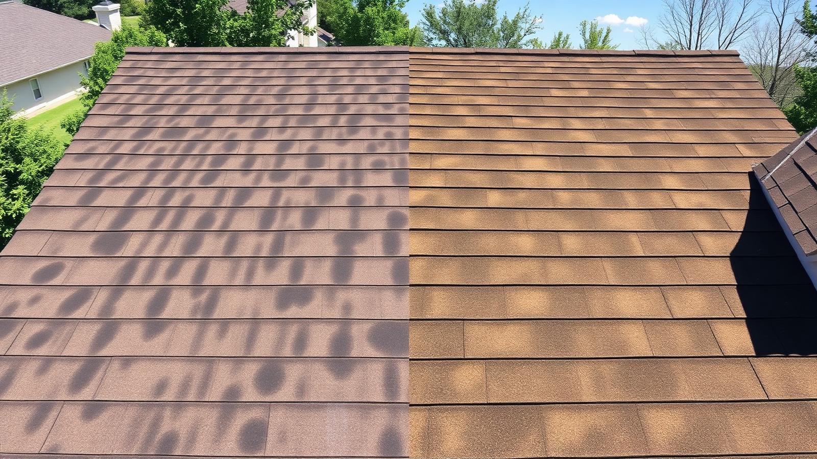 Roof soft washing removing black algae streaks in North Carolina