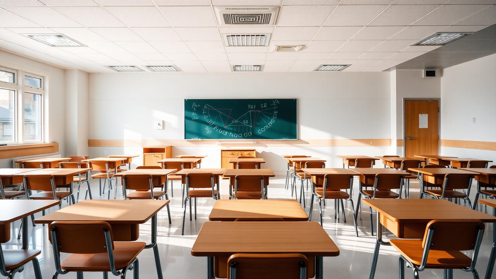 Sanitized classroom in a North Carolina school