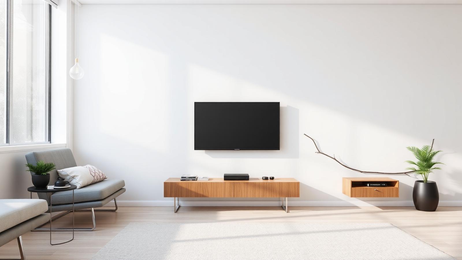 TV mounted with hidden cables in a Raleigh NC living room